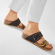 Kép 4/4 - Igi&Co fekete-barna, zebramintás, csatos női kényelmi papucs