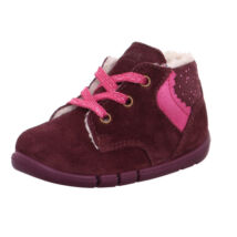 Superfit FLEXY, bordó-rózsaszín, szuper hajlékony, bundás, fűzős első lépés cipő