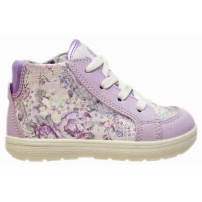 Primigi lila virágmintás fűzős-cipzáras cipő