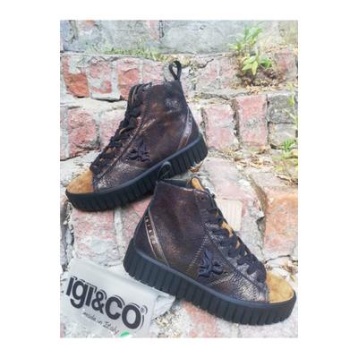 Igi&Co GREEN, antikolt bronz-fekete, fűzős női kényelmi cipő
