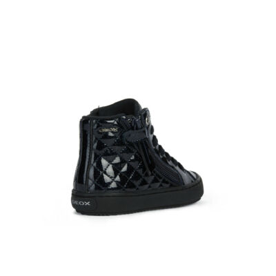 GEOX sötétkék lakkbőr, fűzős+cipzáras, polárbélelt cipő 