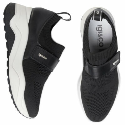 Igi&Co fekete, tépőzáras, női kényelmi zoknicipő