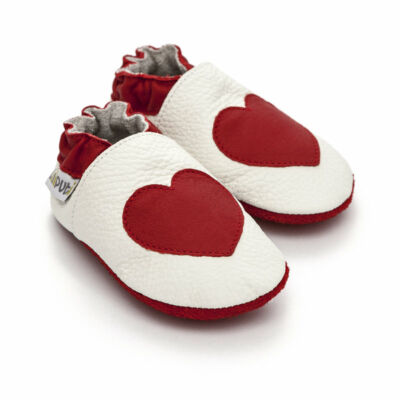 Liliputi puhatalpú cipő piros szívecske
