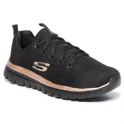 Skechers fekete-rosegold, fűzős sportcipő