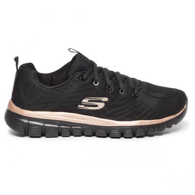 Skechers fekete-rosegold, fűzős sportcipő