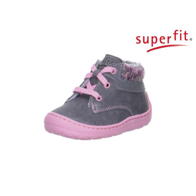 Superfit szürke-rózsaszín , bélelt, fűzős első lépés cipő