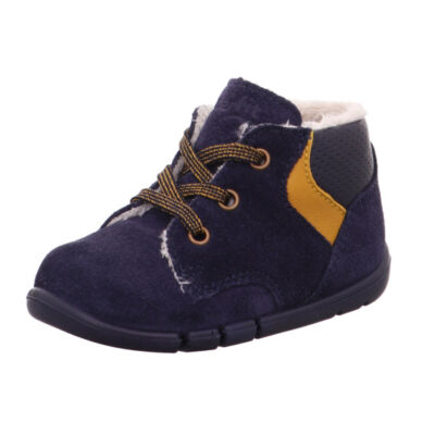 Superfit FLEXY, kék-mustár, szuper hajlékony, bundás, fűzős első lépés cipő
